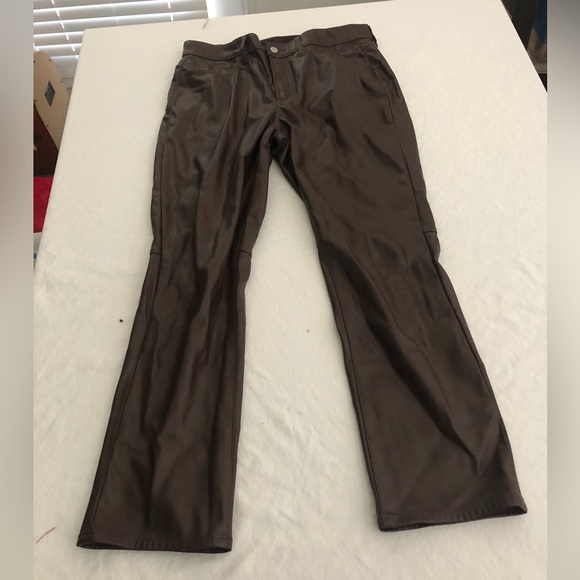GAP Genuine‎ Leather Pants Mens 31R (31x30) Brown Slim Biker Moto